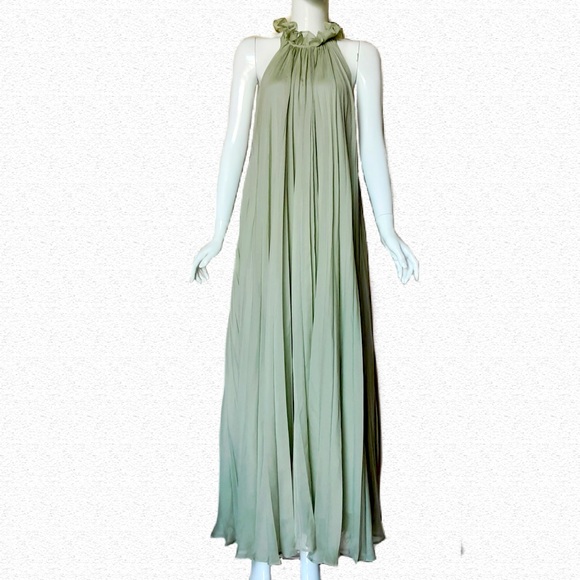 Leo & Lin Dresses & Skirts - LEO&LIN Lavish Silk Chiffon Pleated Maxi Dress in Mint Green Colour. Brand New